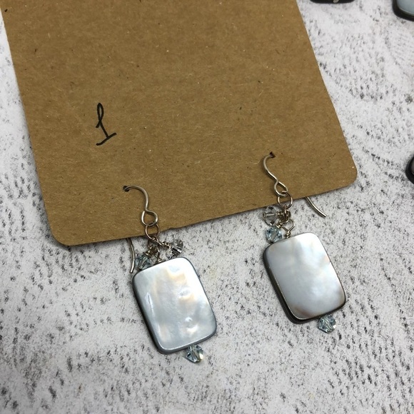 Artisan handcrafted abalone mop shell and crystal dangle earrings pick/choose - Picture 4 of 6